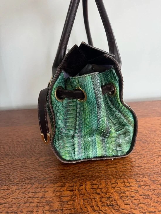EUC - Jimmy Choo Ramona Python Skin Shoulder Bag - Green w/ Hints of Purple -COA - Picture 5 of 13